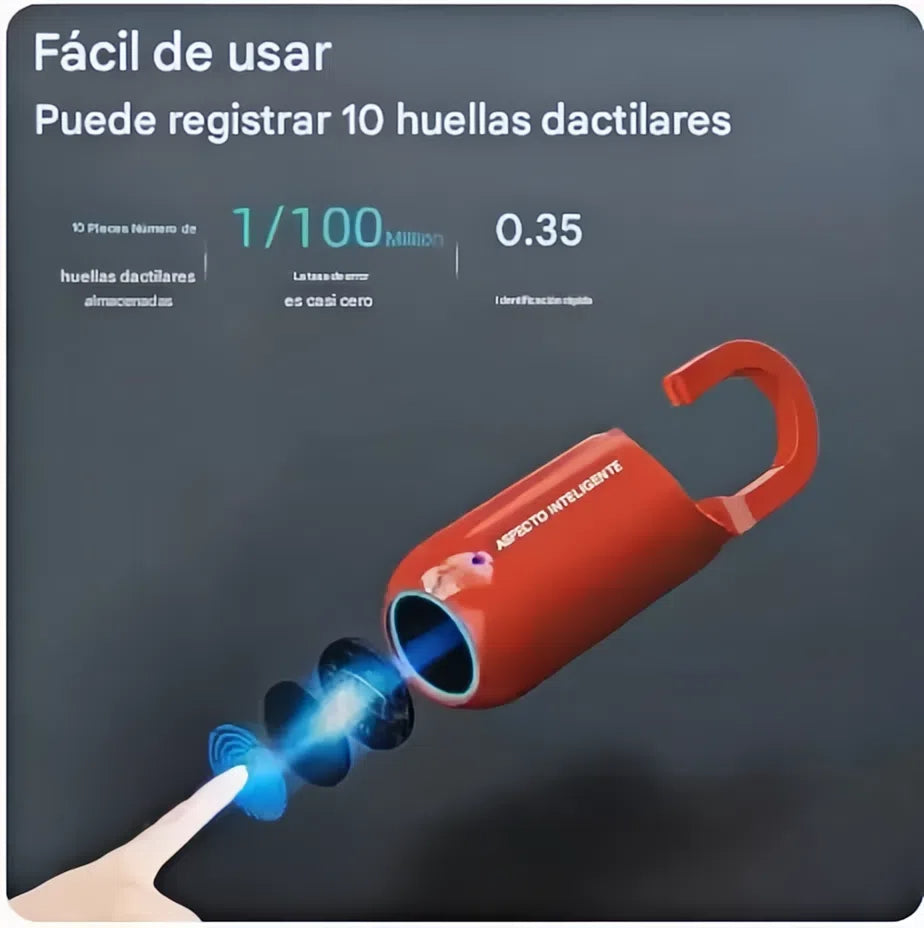 Mini Candado Inteligente con Huella Dactilar 🔒 | Cerradura Biométrica USB Recargable para Gimnasio, Casillero y Mochilas